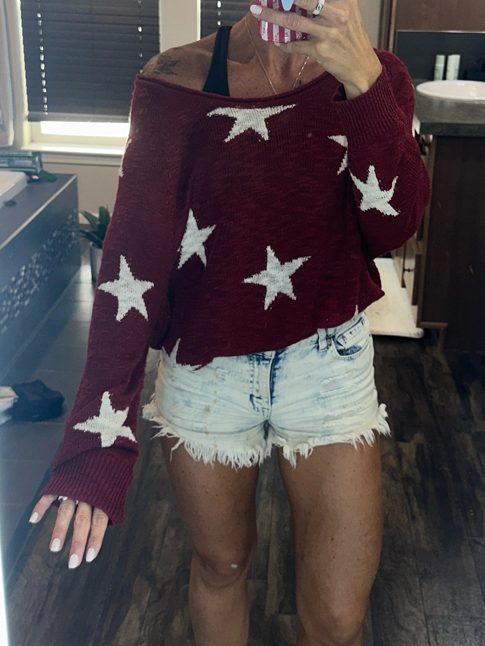 Stars off the shoulder sweater